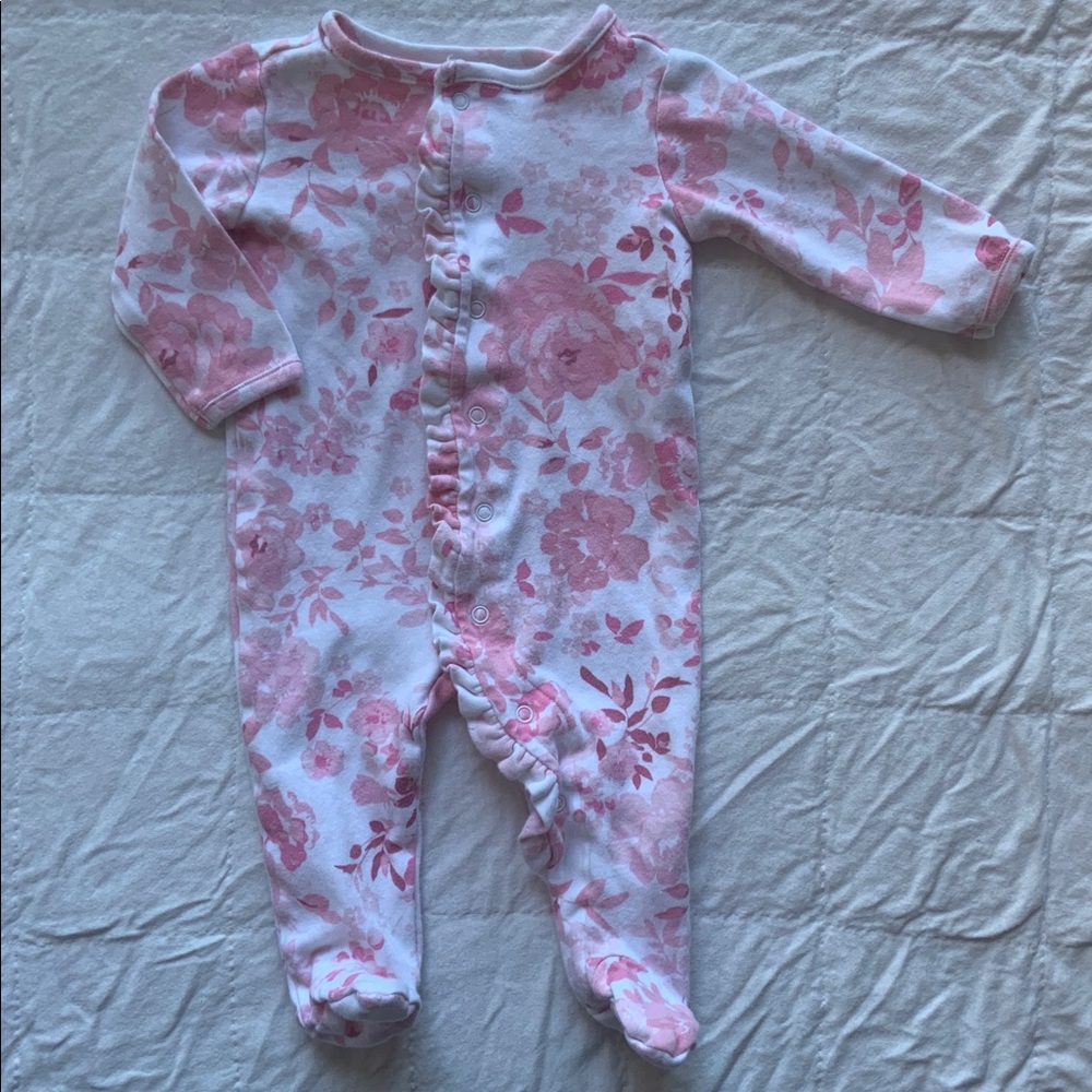 🍊5/$25 Bundles Baby Place Pink Floral Ruffle Baby Footies size 0-3m